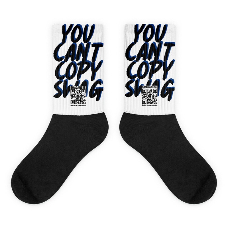 "You Cant Copy Swag" Socks Blue (Large Print)