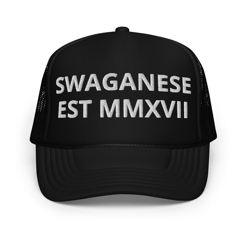 Swaganese Est MMXVII trucker hat (White Text)