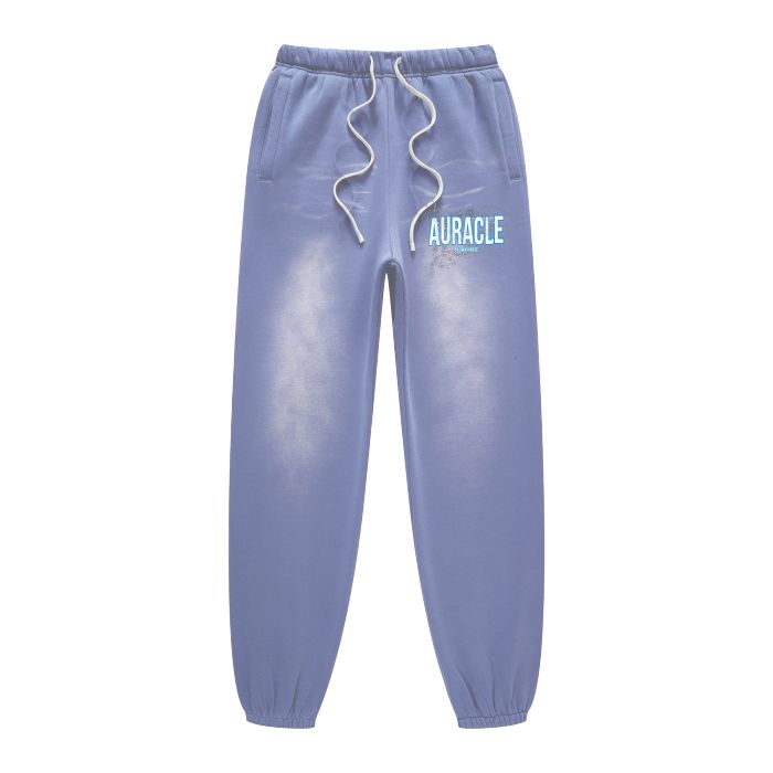 Auracle Washed Dyed Fleece Baggy Joggers (Denim Blue)