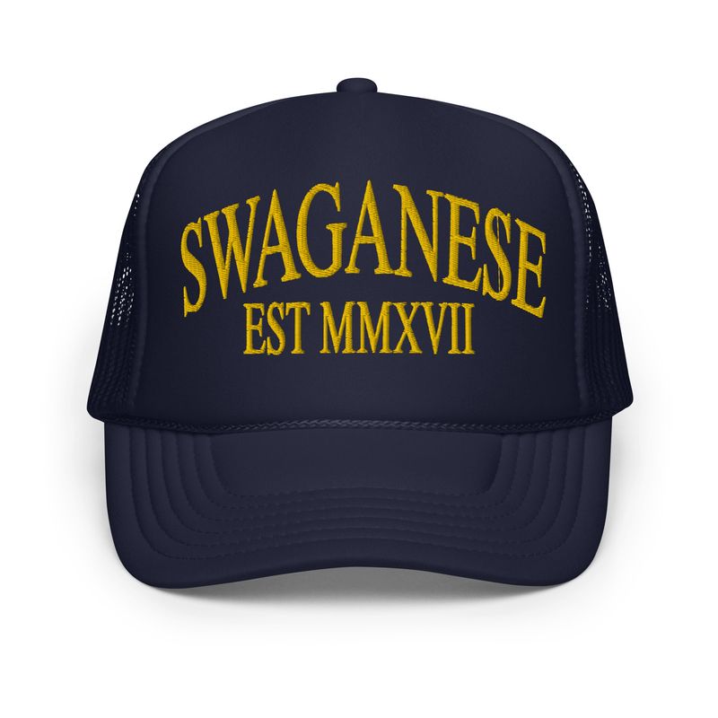 Swaganese Est MMXVII Foam trucker hat (Navy Blue and Yellow) 2)
