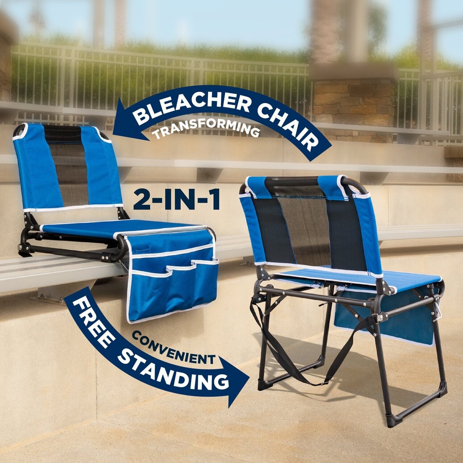 Folding Stadium Bleacher Chair, Color: Blue