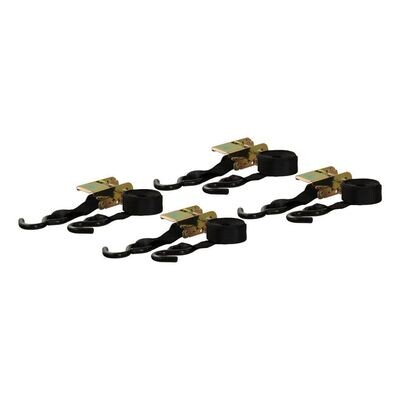 16' Ratchet Tie Down Straps with S-Hooks (500 Ib, 4-Pack)