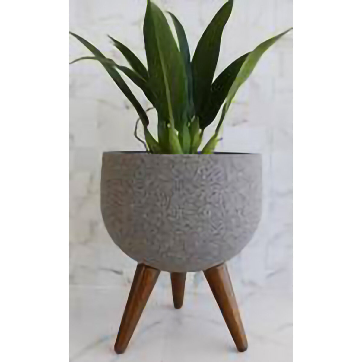 Rustic Round Planter w/ stand 33cm x 50cm Black