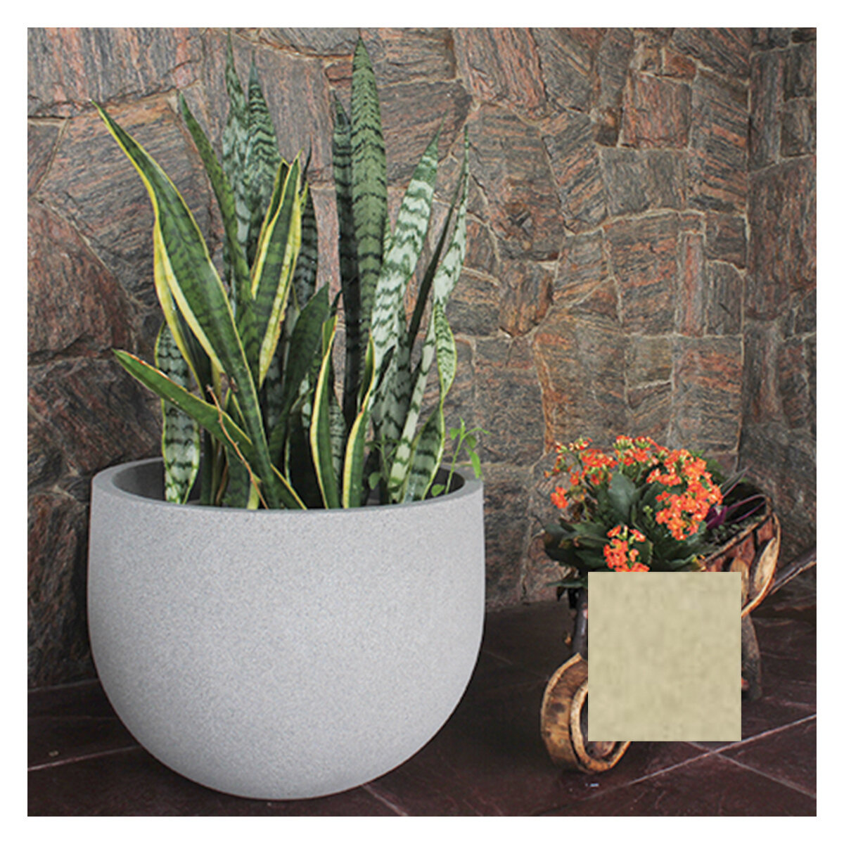 Rustic Round Planter w/ stand 33cmx50cm Sandstone