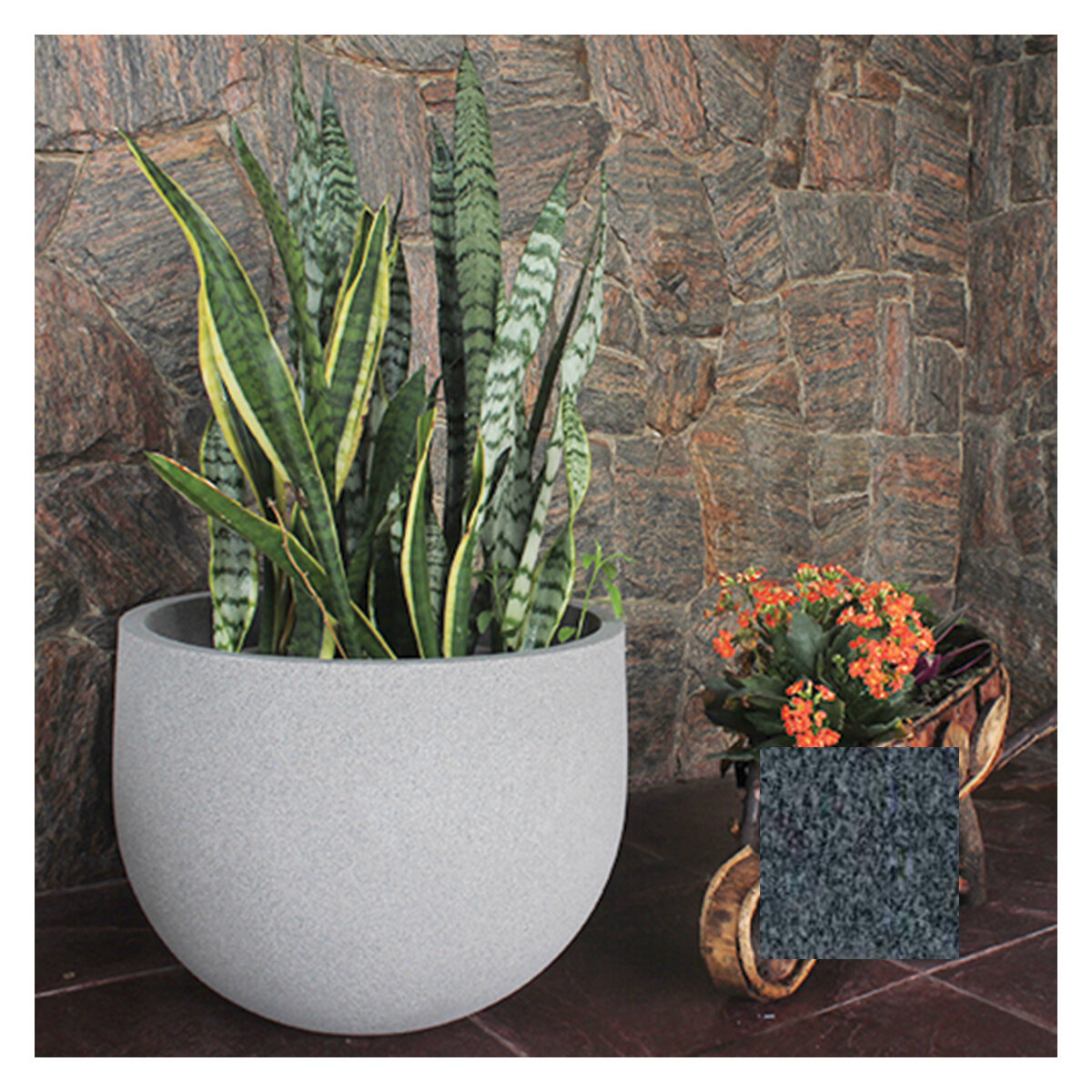 Rustic Round Planter Set/3 (JVRR33,45,57) Charcoal