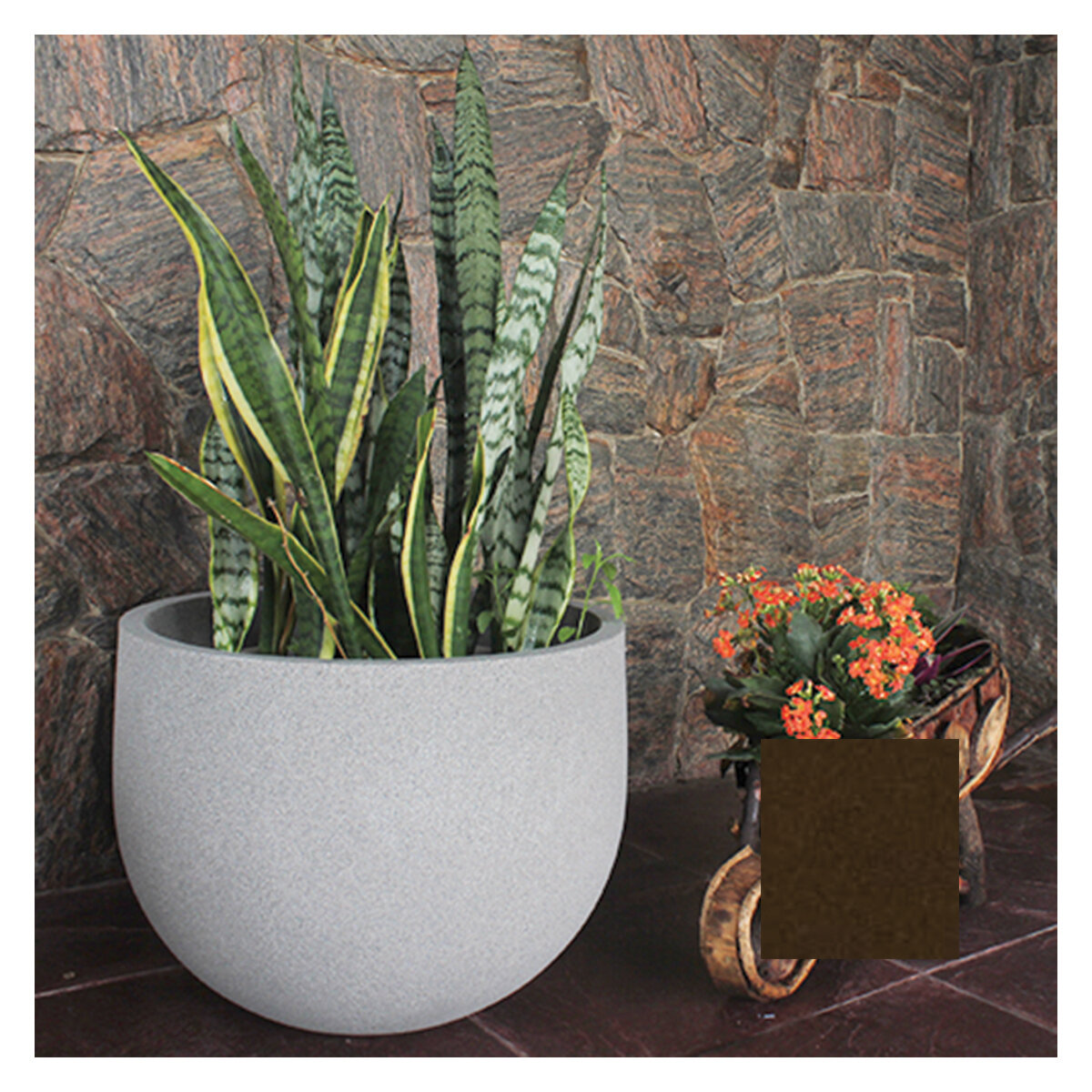 Rustic Round Planter Set/3 (JVRR33,45,57) Coffee