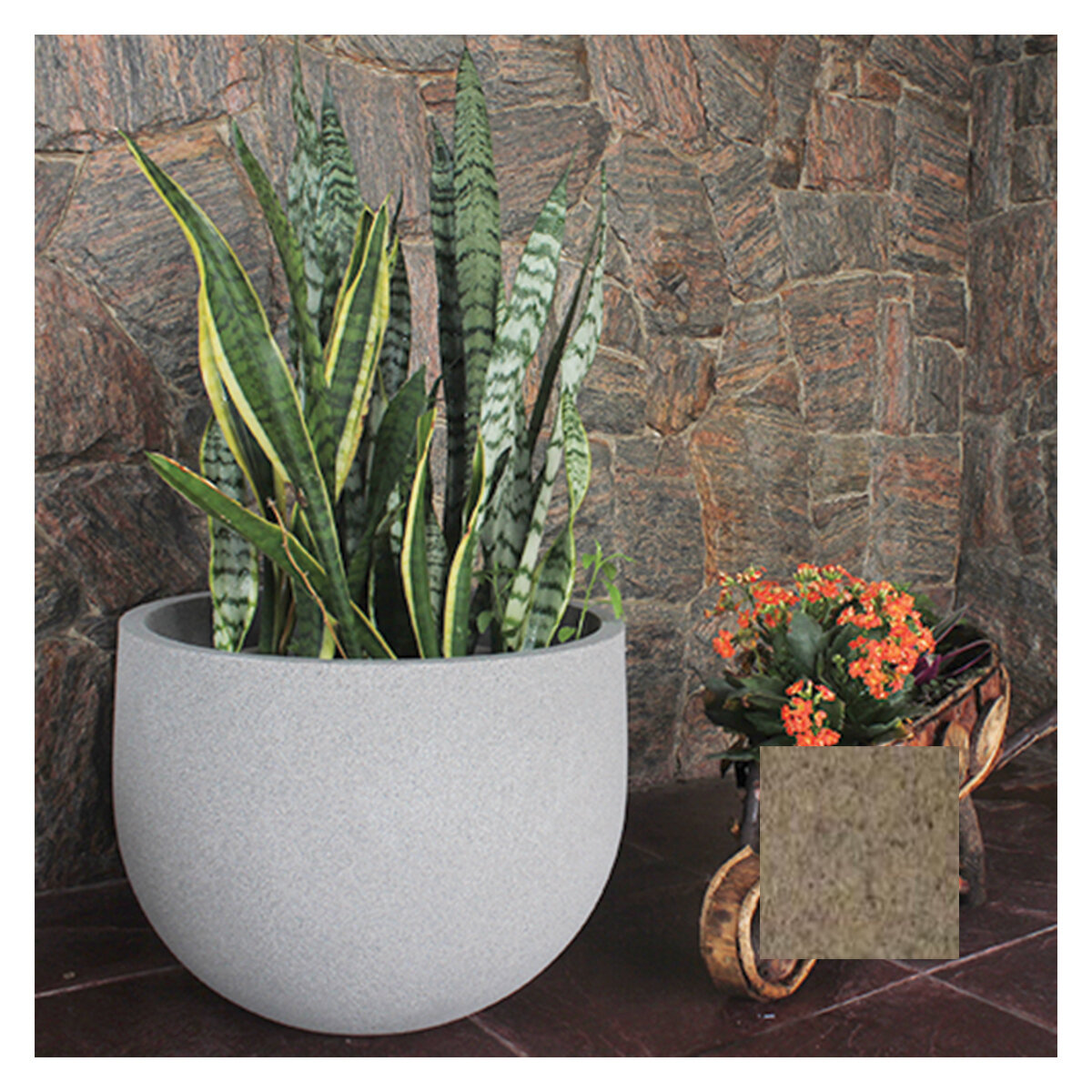 Rustic Round Planter Set/3 (JVRR33, 45, 57) Stone
