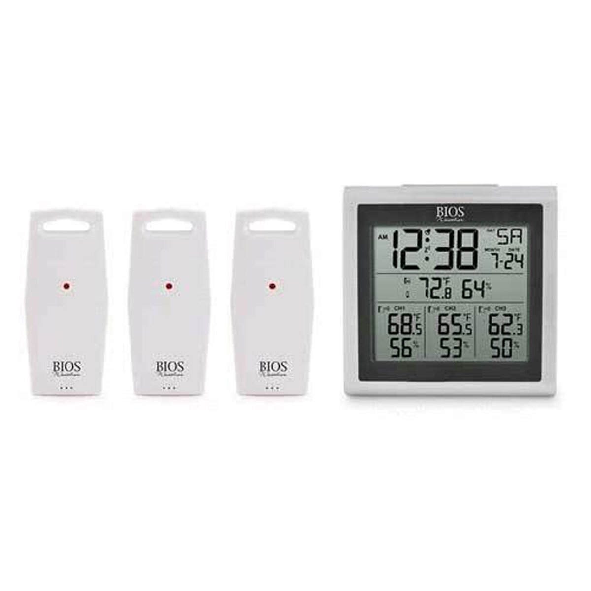 Indoor/Outdoor Thermometer W/ 3 Sensors Silv&Blk