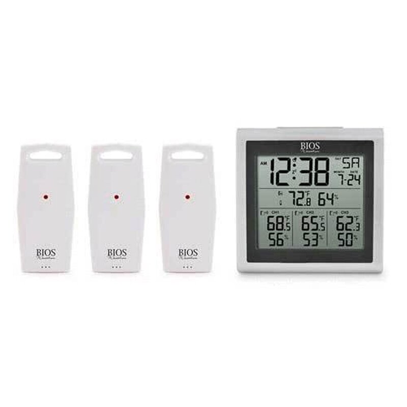 Indoor/Outdoor Thermometer W/ 3 Sensors Silv&Blk Indoor/Outdoor Thermometer W/ 3 Sensors Silv&Blk