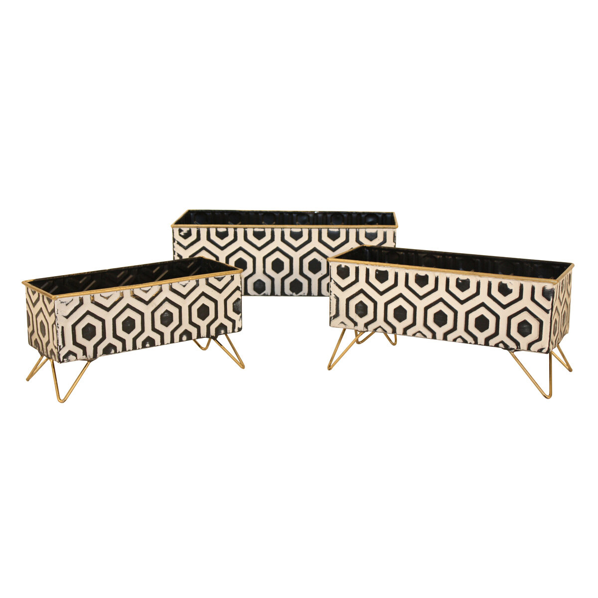 Antique Collection Hexagon Rectangular Planters