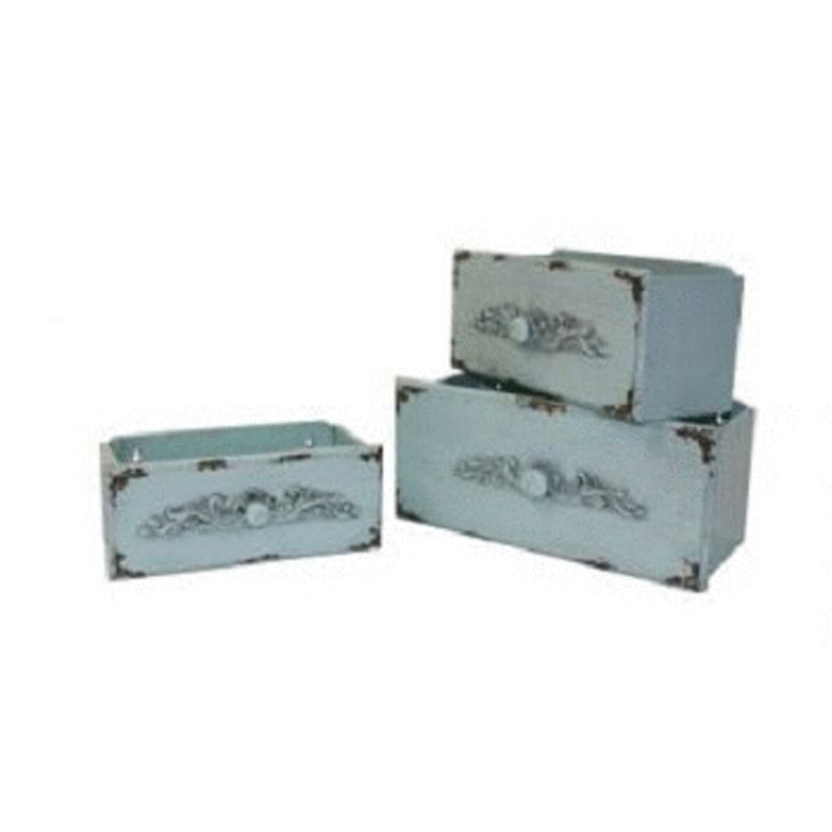 Turquoise Rectangular Drawers - Set Of 3