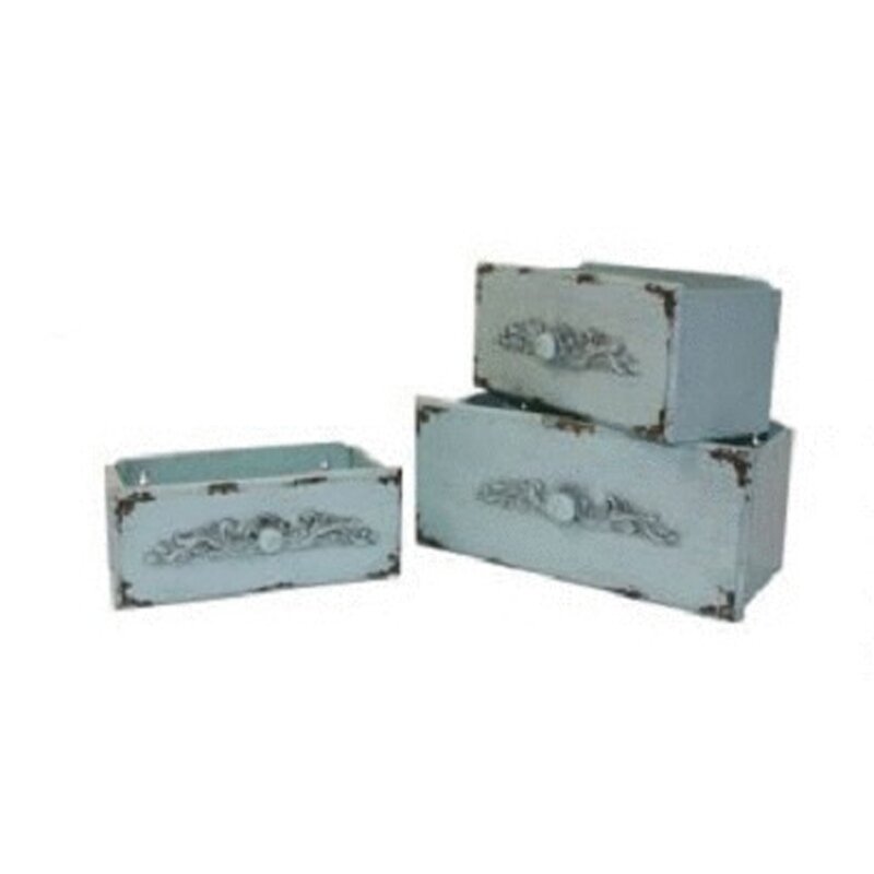 Turquoise Rectangular Drawers - Set Of 3 Turquoise Rectangular Drawers - Set Of 3