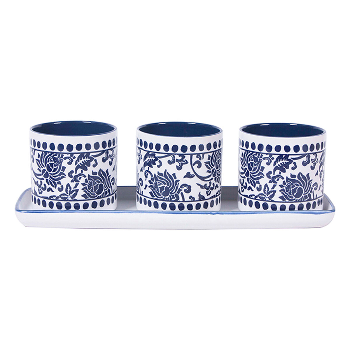 China Charm set of 4" Planters w/ Tray