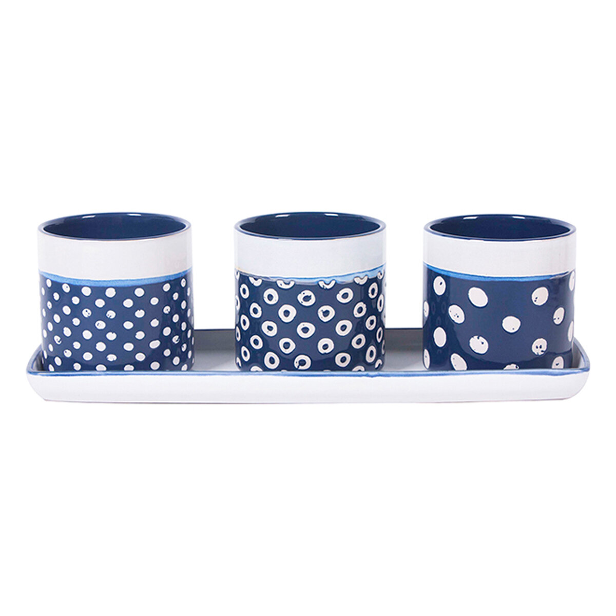 Carla Dot Set of 4" Planters w/ Tray