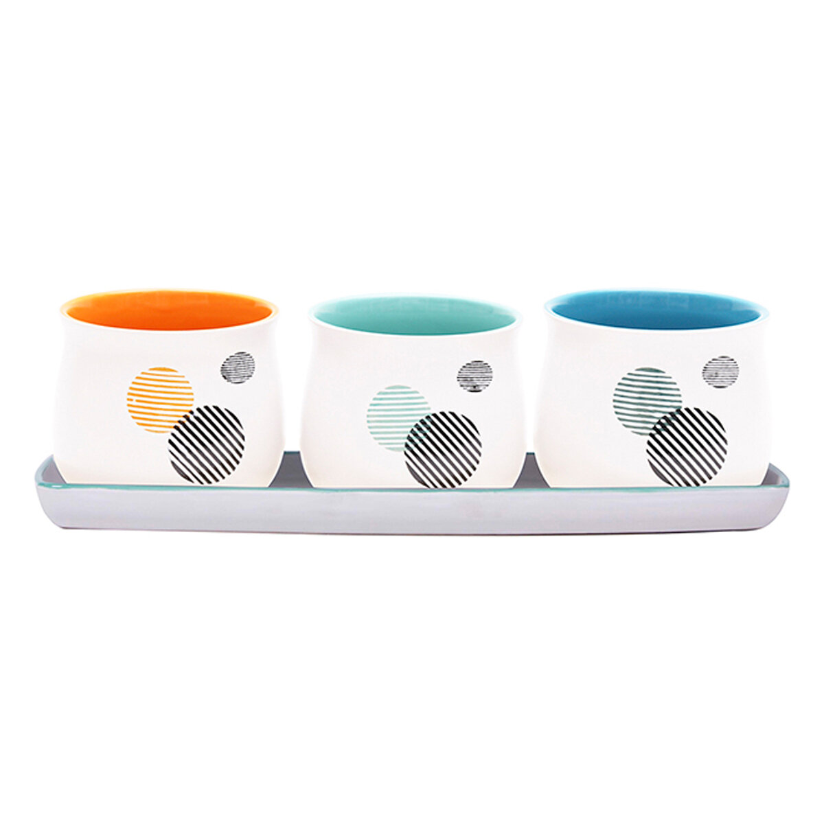 Merry Round  Set Of 4"Planters w/ Tray