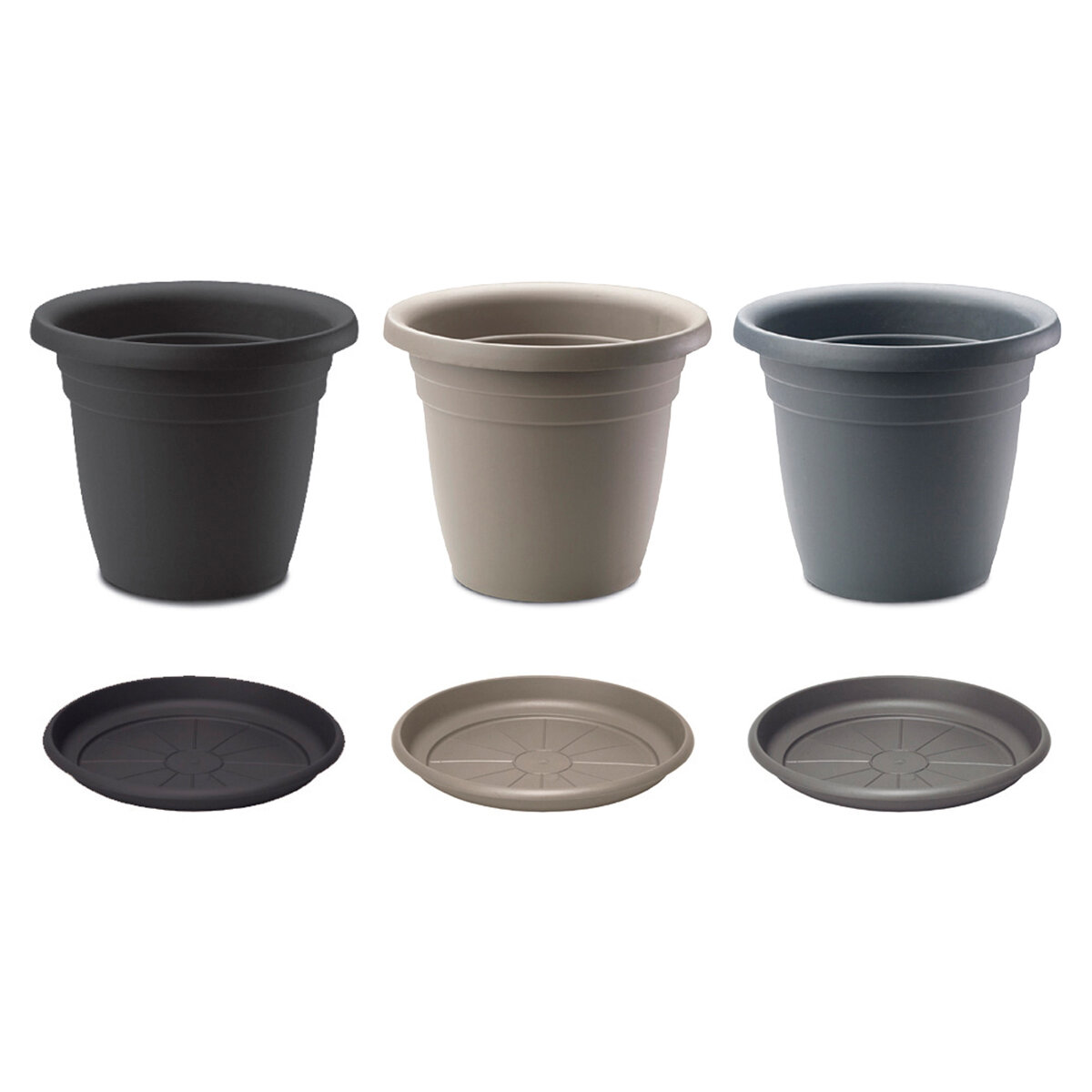 Emma Round Planters/Saucers Char,Cap,Blk DS REFILL