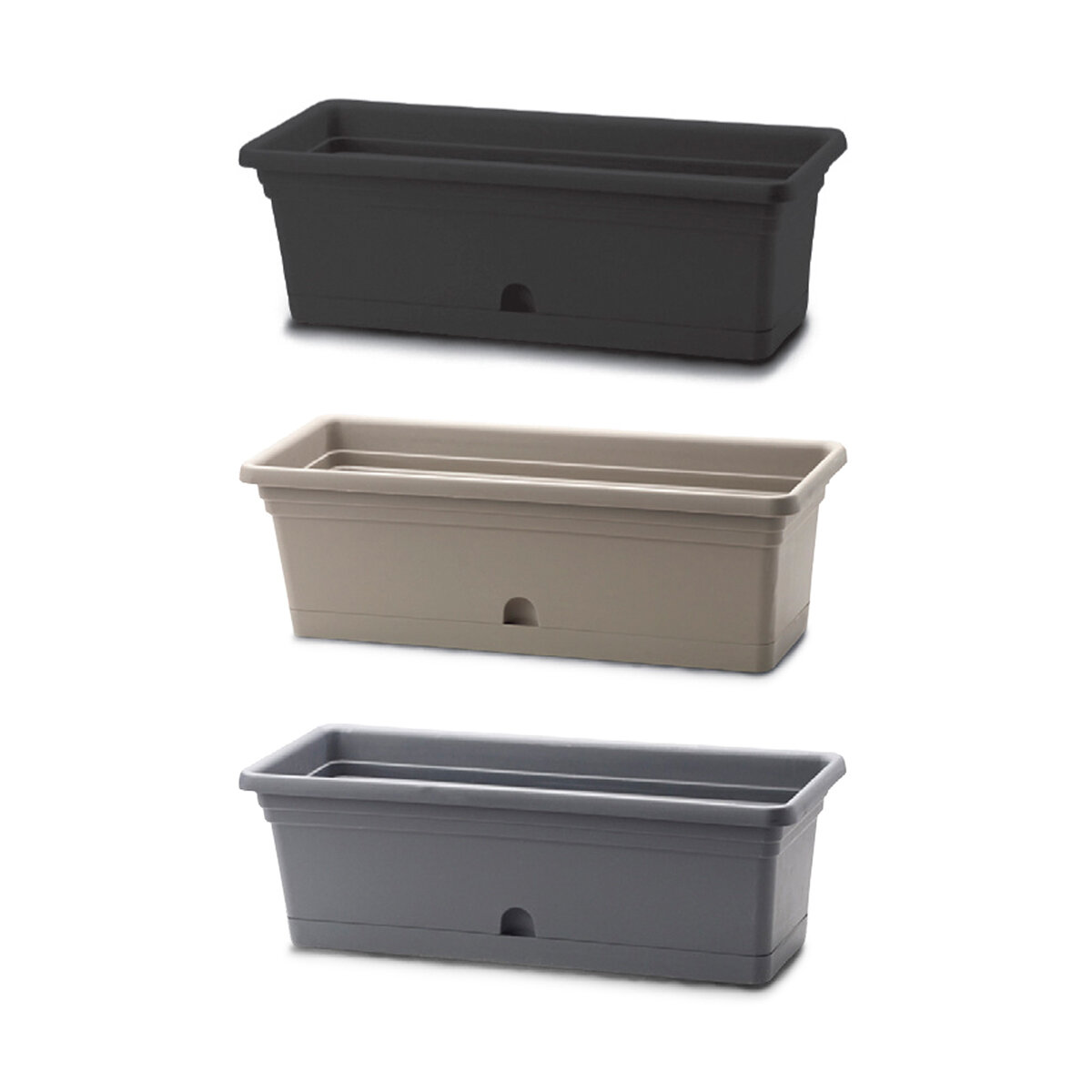 Emma Rect Planters/Saucers Char,Cap,Blk DS REFILL