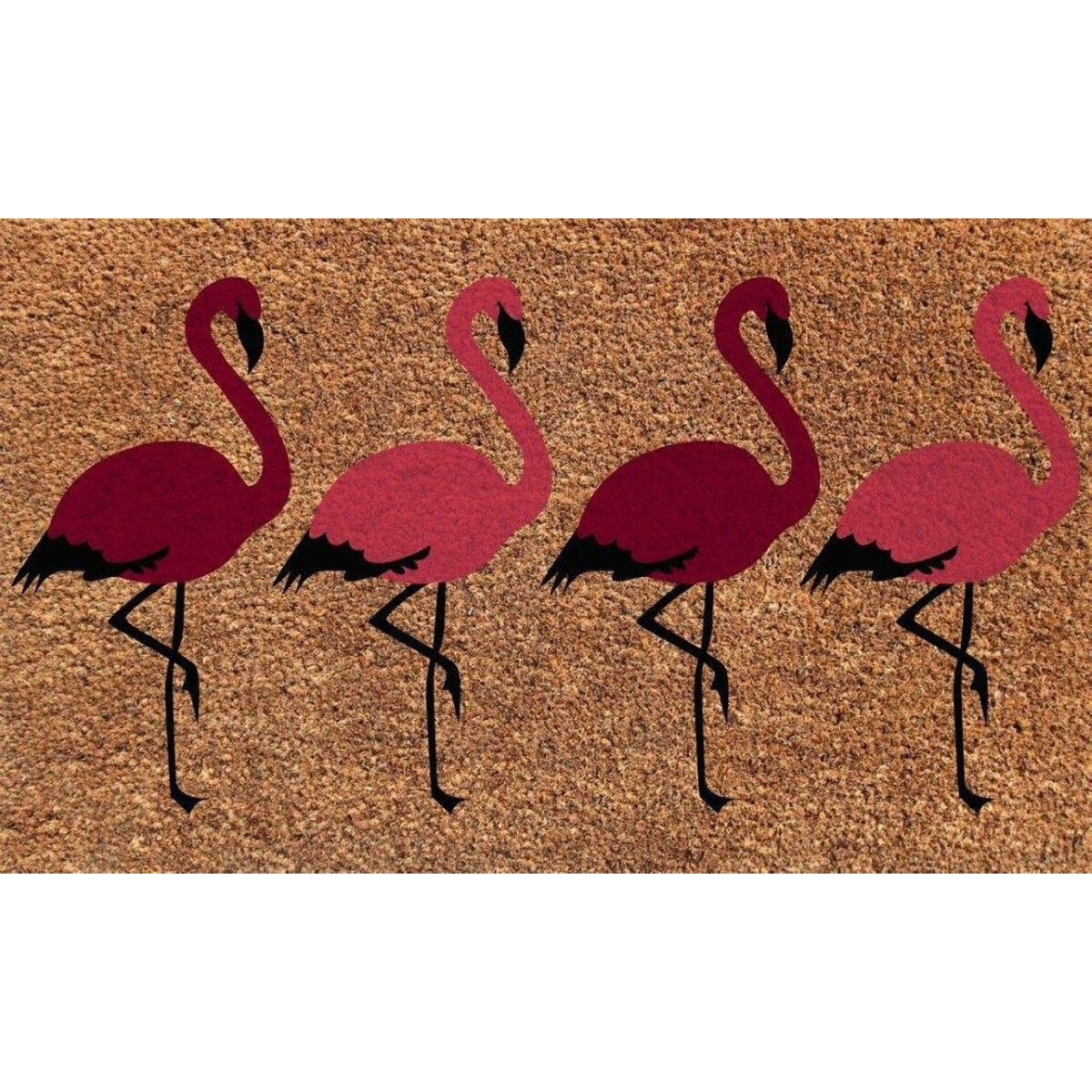 Vinyl Bk Coir Mat 18x30   Flamingos