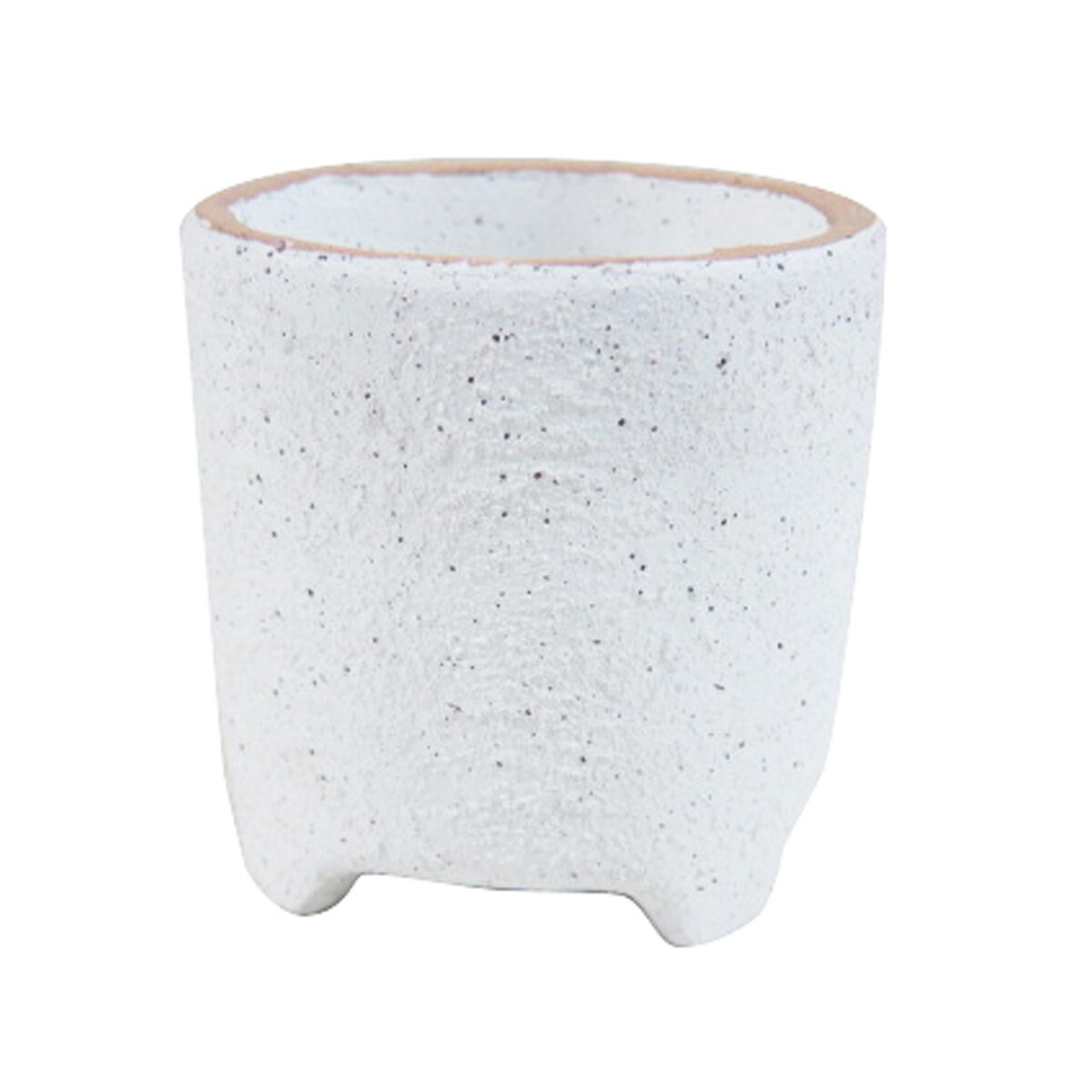5" White SandCeramic Footed Planter 13.5x13.5 cm