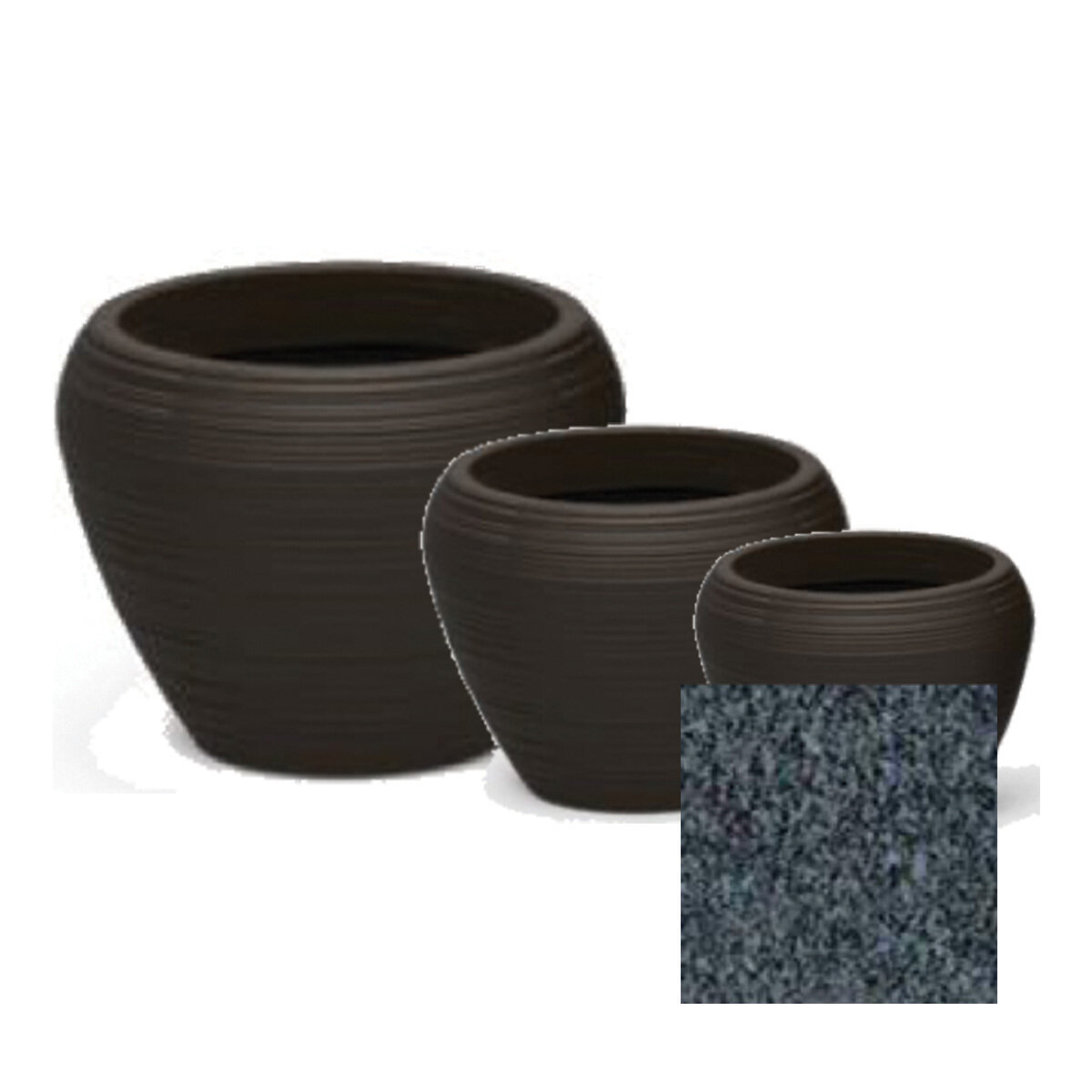 Linea Elipse Planter 78 cm Set/3 Charcoal Plastic