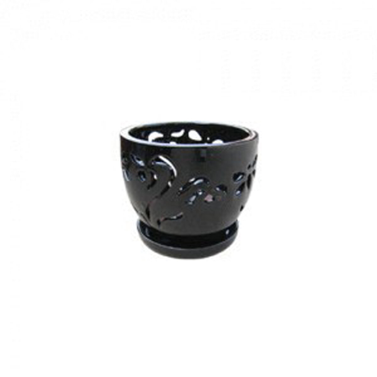 5 & 7" Nested Orchid Pot W/Att. Saucer S/2 Blk