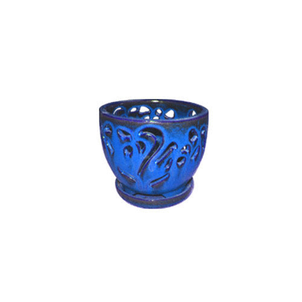 5 & 7"  Nested Orchid Pot W/Att. Saucer S/2 Blu