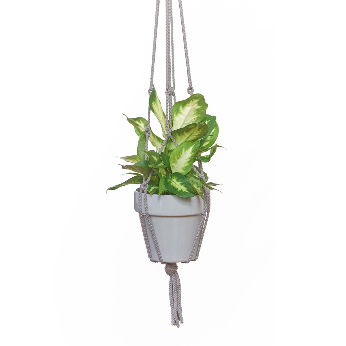 36" Gray Macrame Plant Hanger
