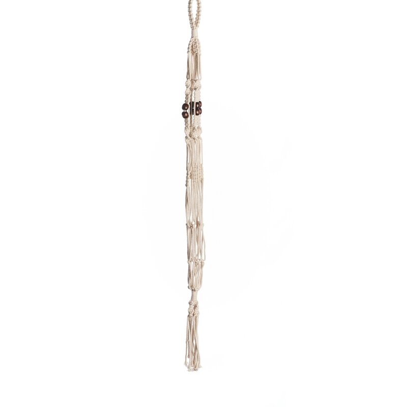 42 42" Brown Beaded Cotton Woven Plant Hanger