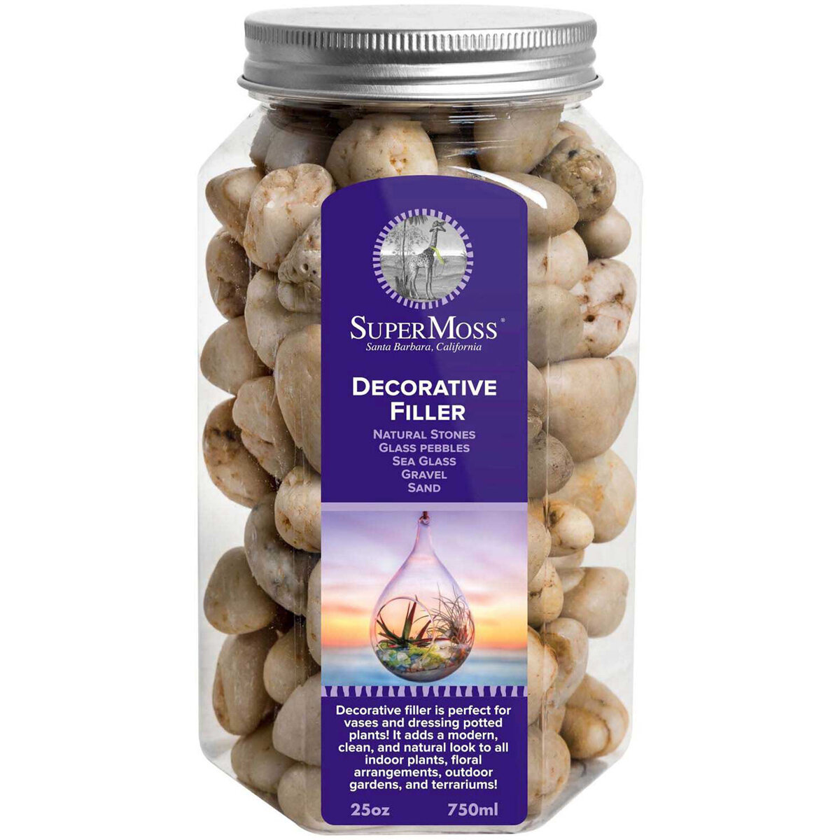 Decorative Stones White 0.5-1in 25oz Jar