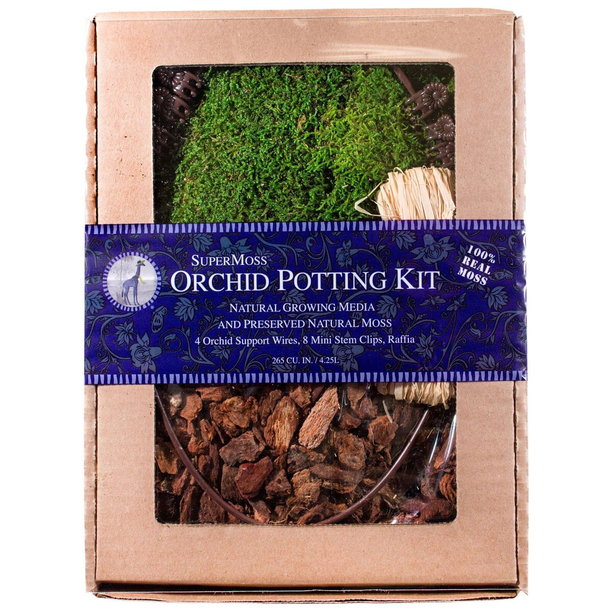 Orchid Potting Kit Sheet Moss Preserved 4oz w/PDQ