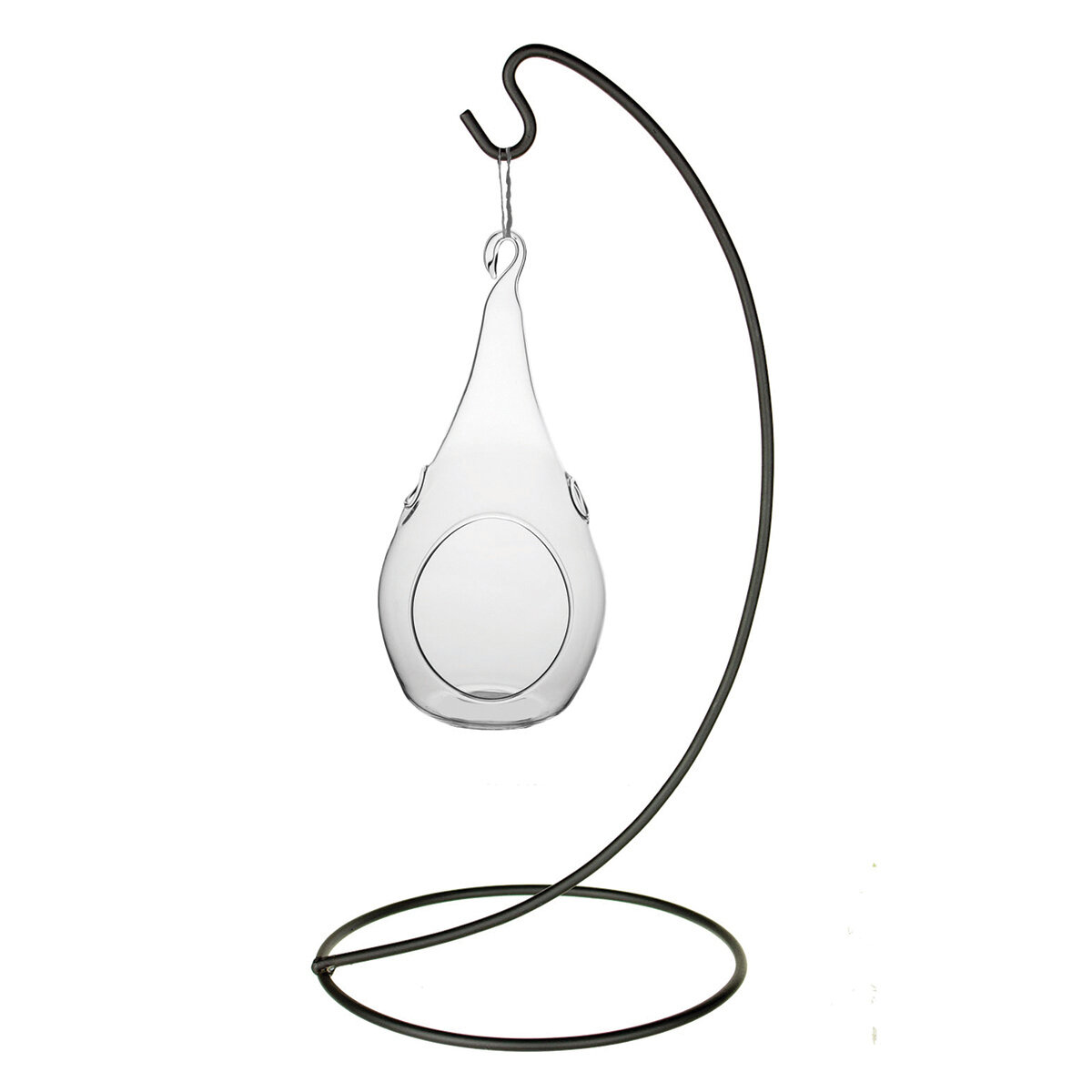 Large Teardrop Hanging Terrarium with Wire Stand
