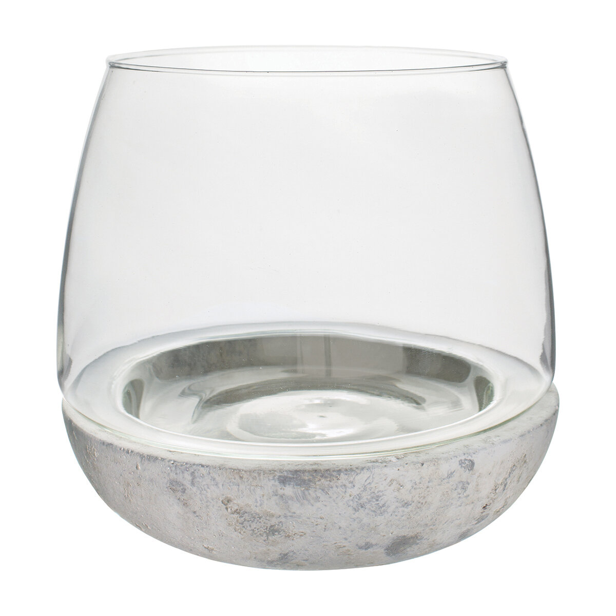 6.75"x6" Cement/Glass Terrarium