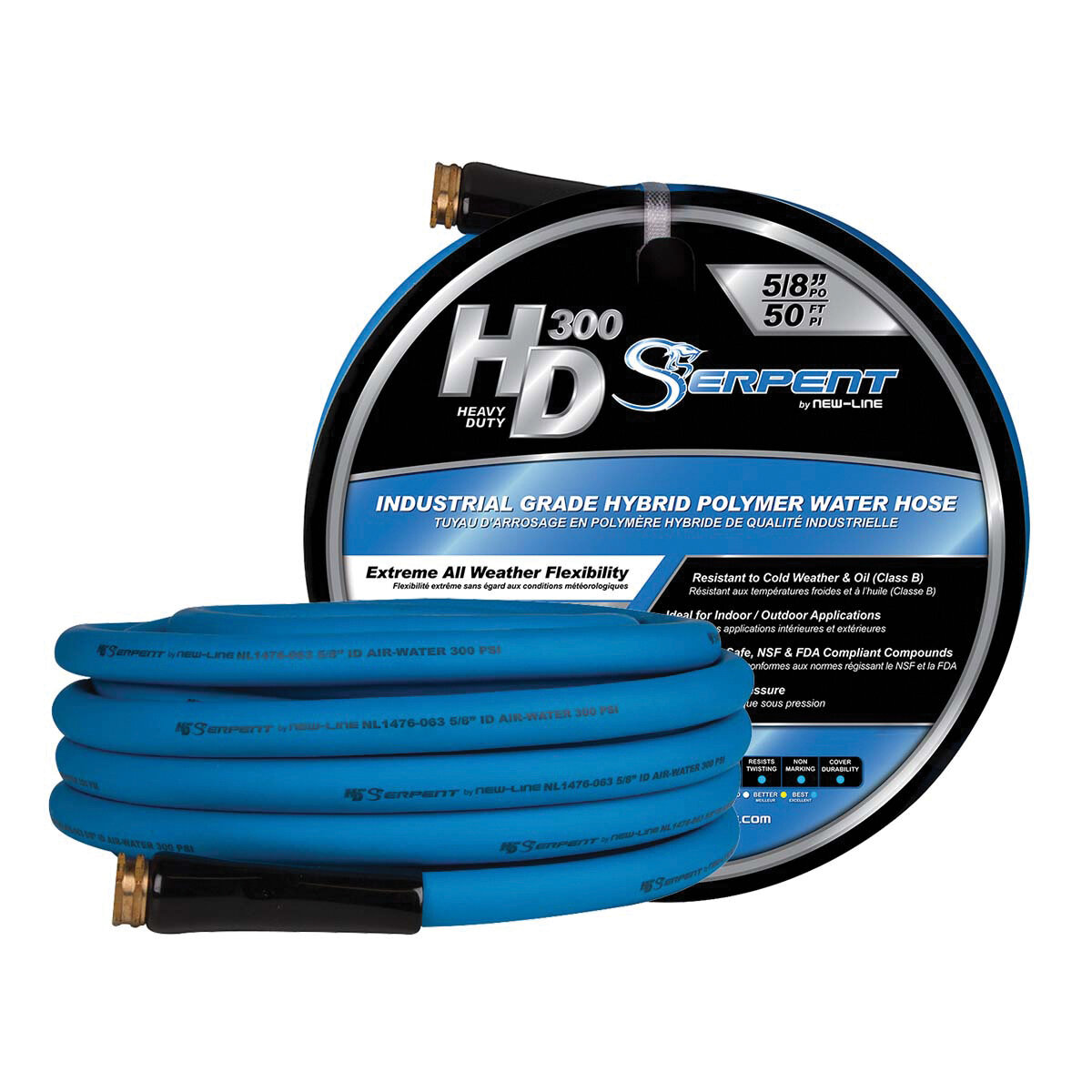 Blue Serpent HD300 Garden Hose 300 Psi 1/2" x 100'