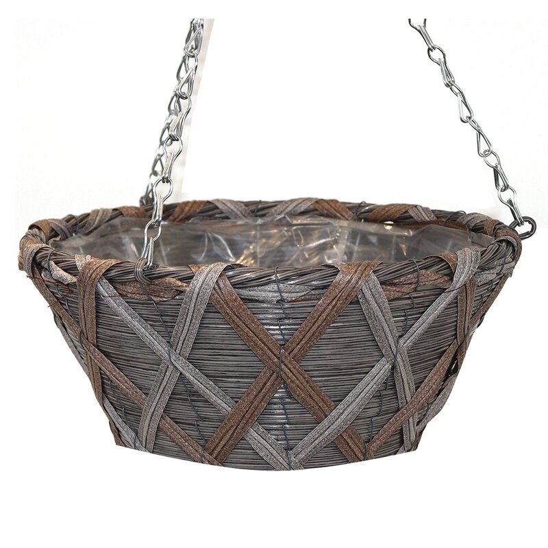 Flat Bottom Planter With Stiff Swivel Chain Hanger