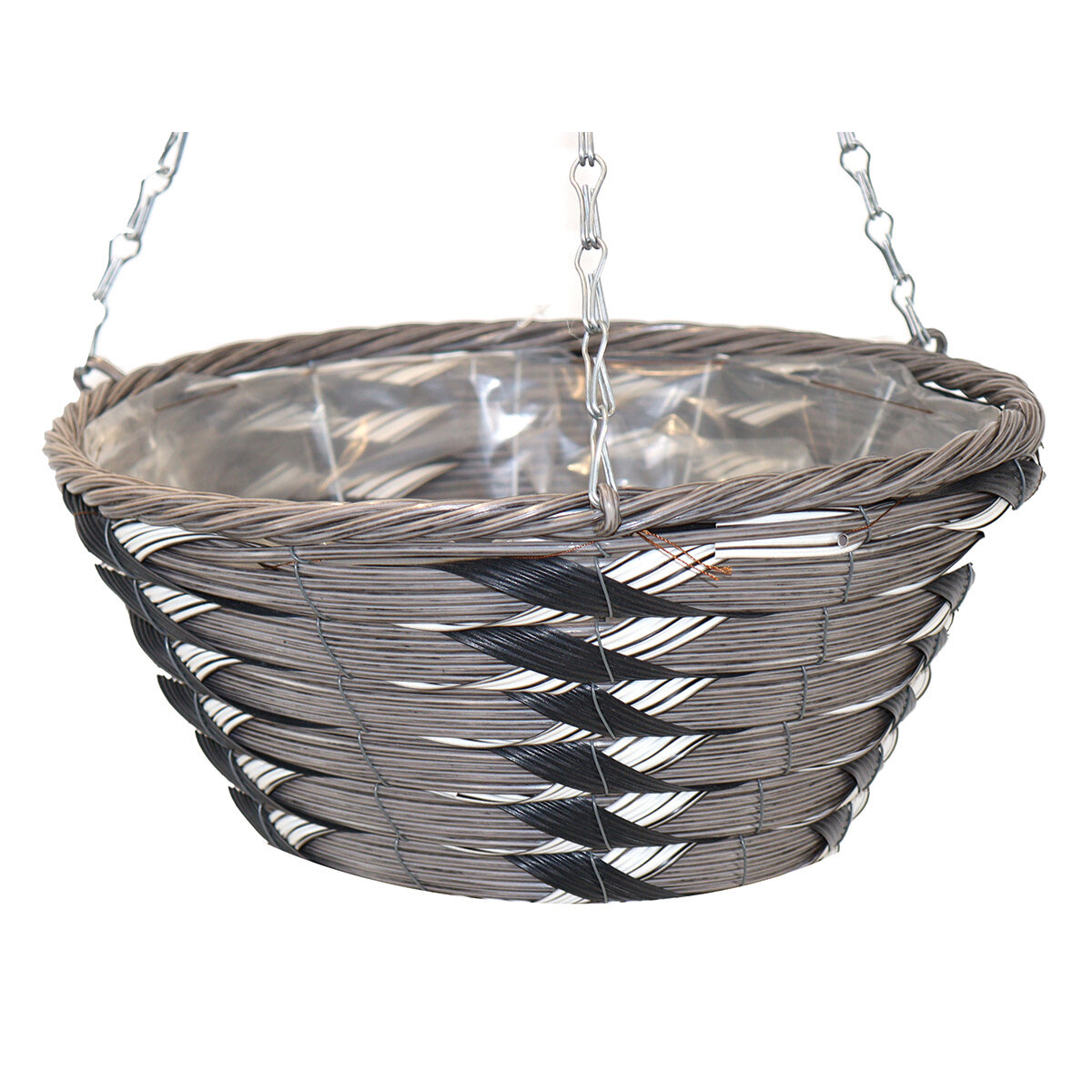 Flat Bottom Planter With Stiff Swivel Chain Hanger