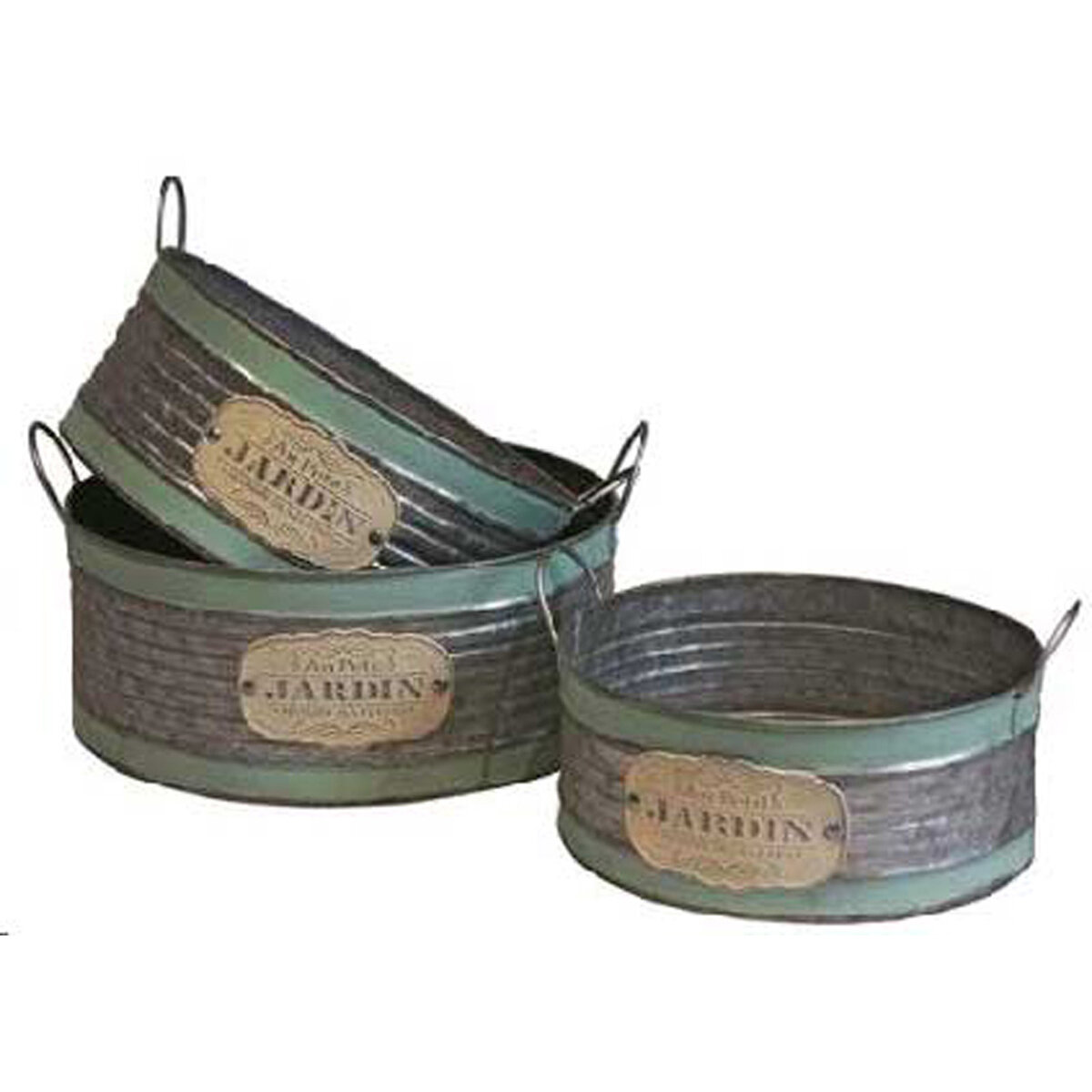 Turquoise Round Planters - Set/3