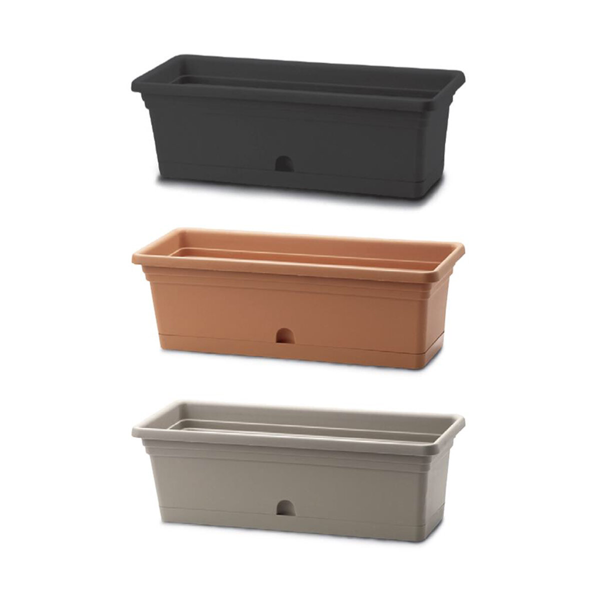 Emma Rect. Planters & Saucers Blk, Tc, Cap REFILL
