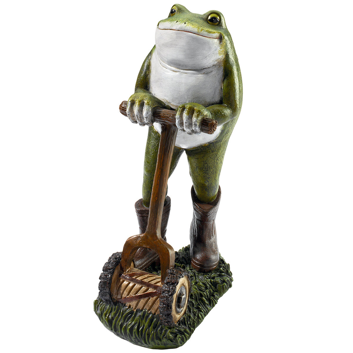 Moses Garden Toad Lawn Mower Statue