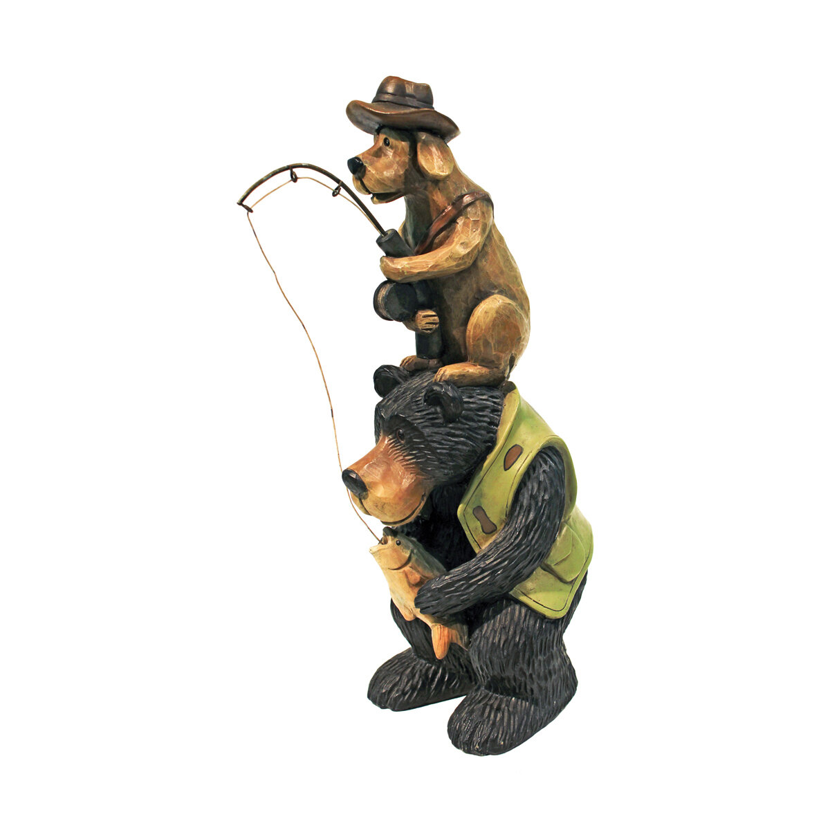 Dt Fishing Buddies Black Bear & Dog Statue