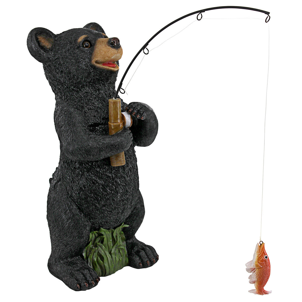 Hooked On Fishing Fisherman Black Bear Statue