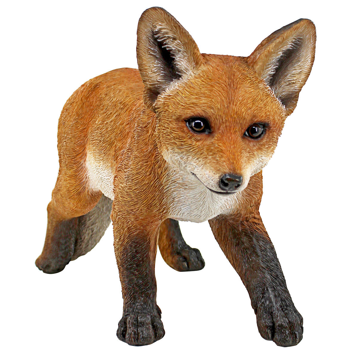 Cavorting Carmine Standing Baby Fox Statue