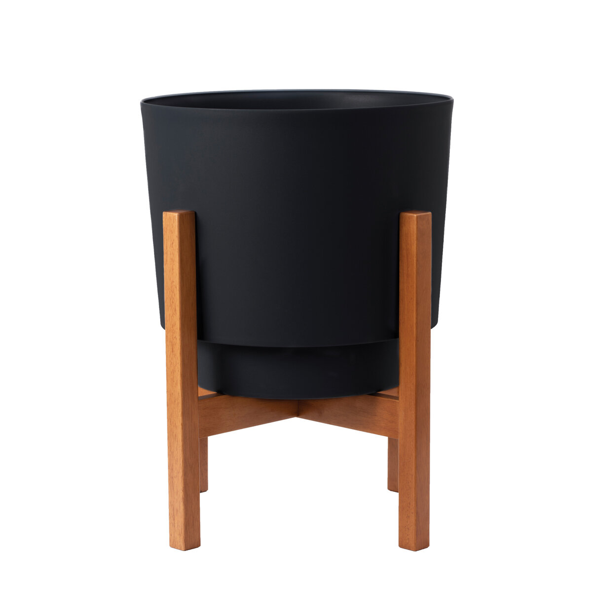 12" Hopson Wood Black Planter