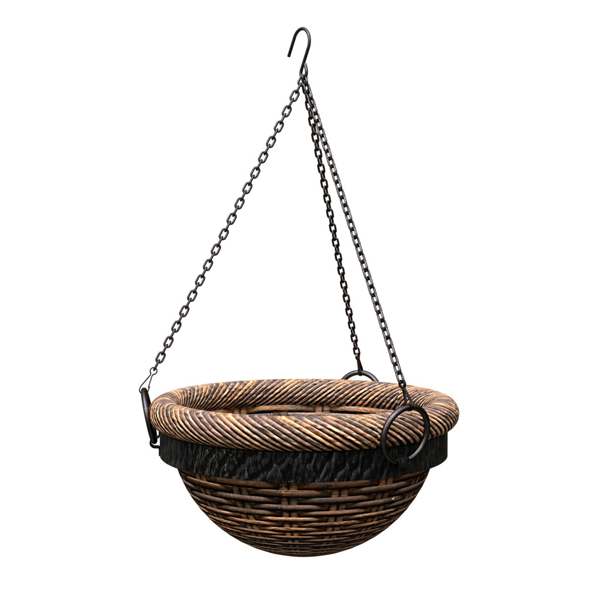 Basket Hang Tuscan Wicker 14" Dark Brwn