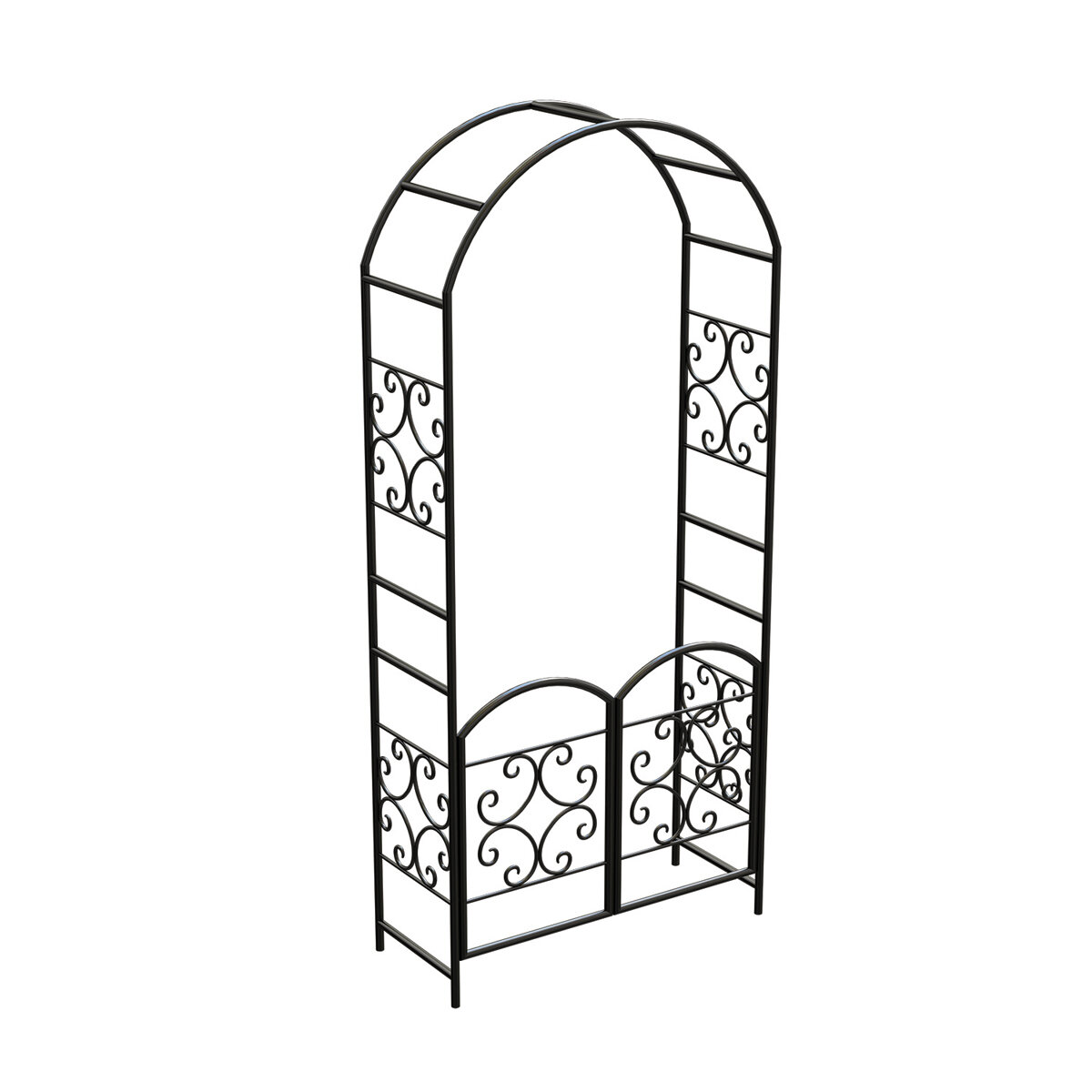 90" H Scroll Arbor with Gate, Black