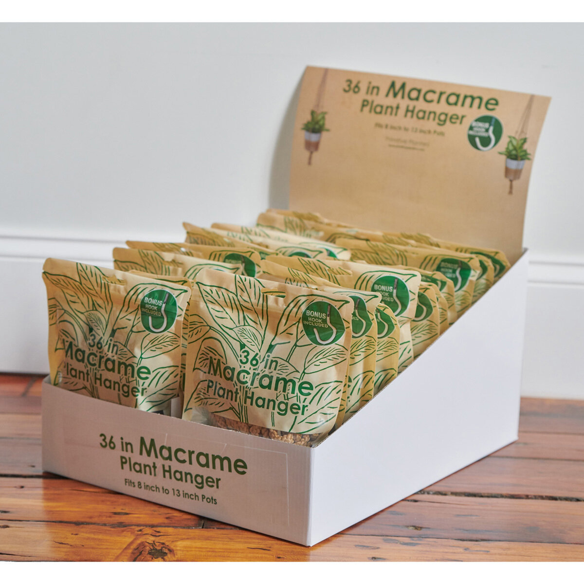 Bagged 36" Black & Tan Macrame PDQ DS (24 Pcs)