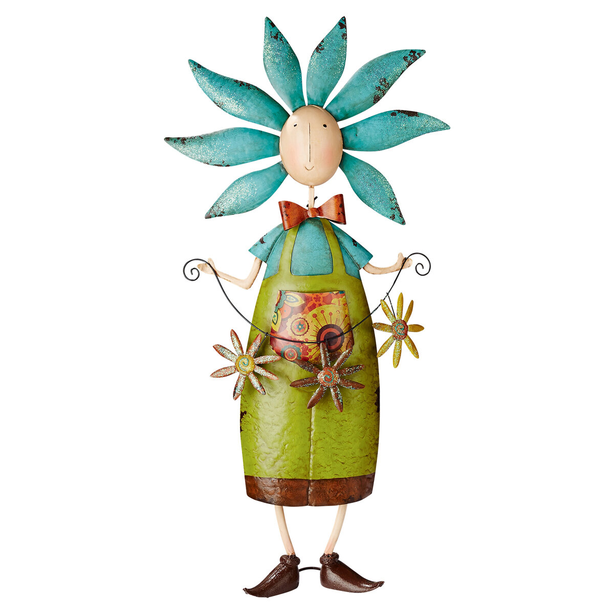 DT Boy Flower Child Metal Garden Statue