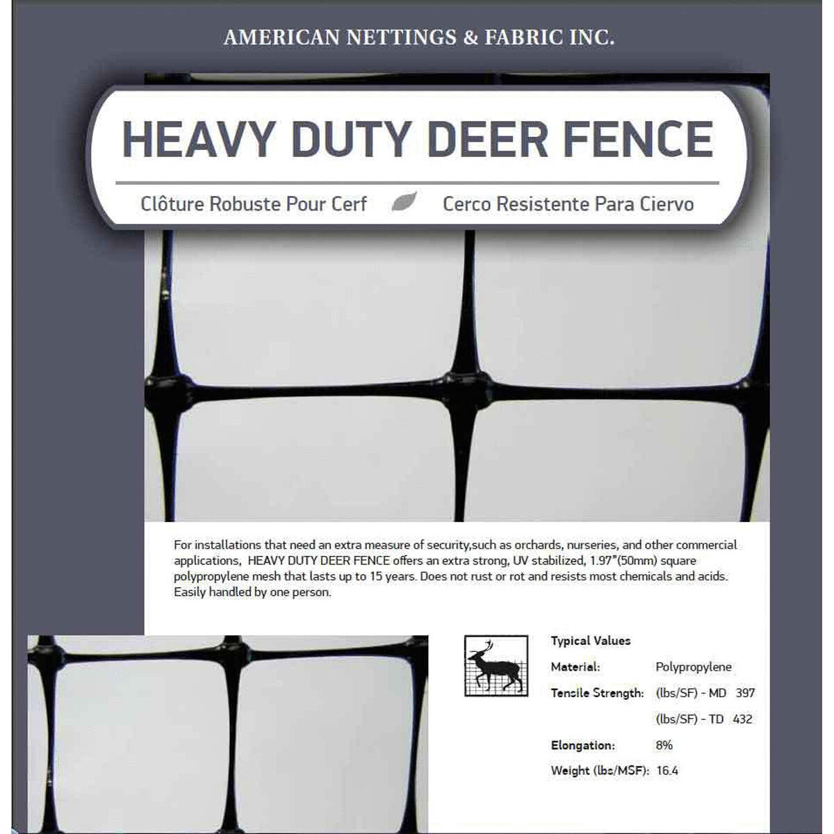 Heavy Duty Deer Fence  7.5'X150'