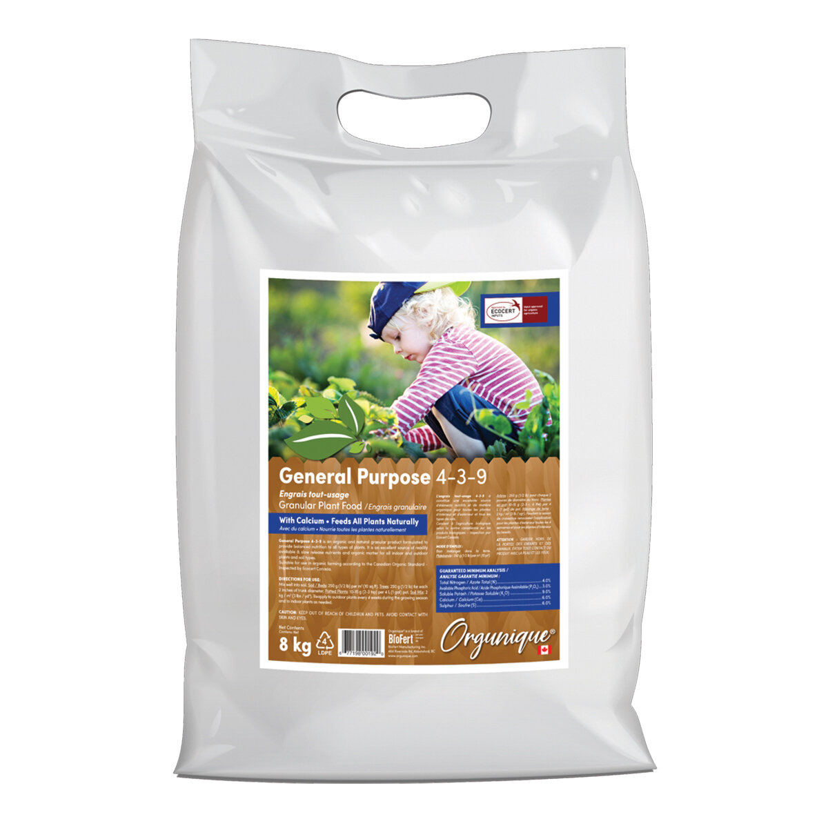Orgunique General Purpose Food 4-3-9  8Kg