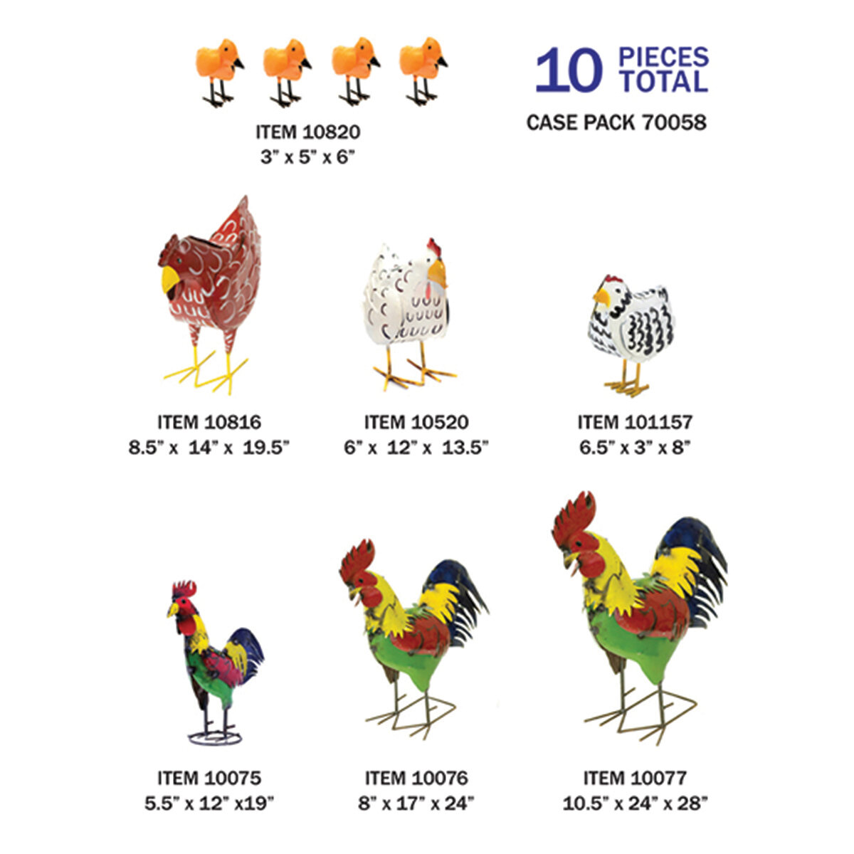 Rooster Assorted Casepack (10Pcs)