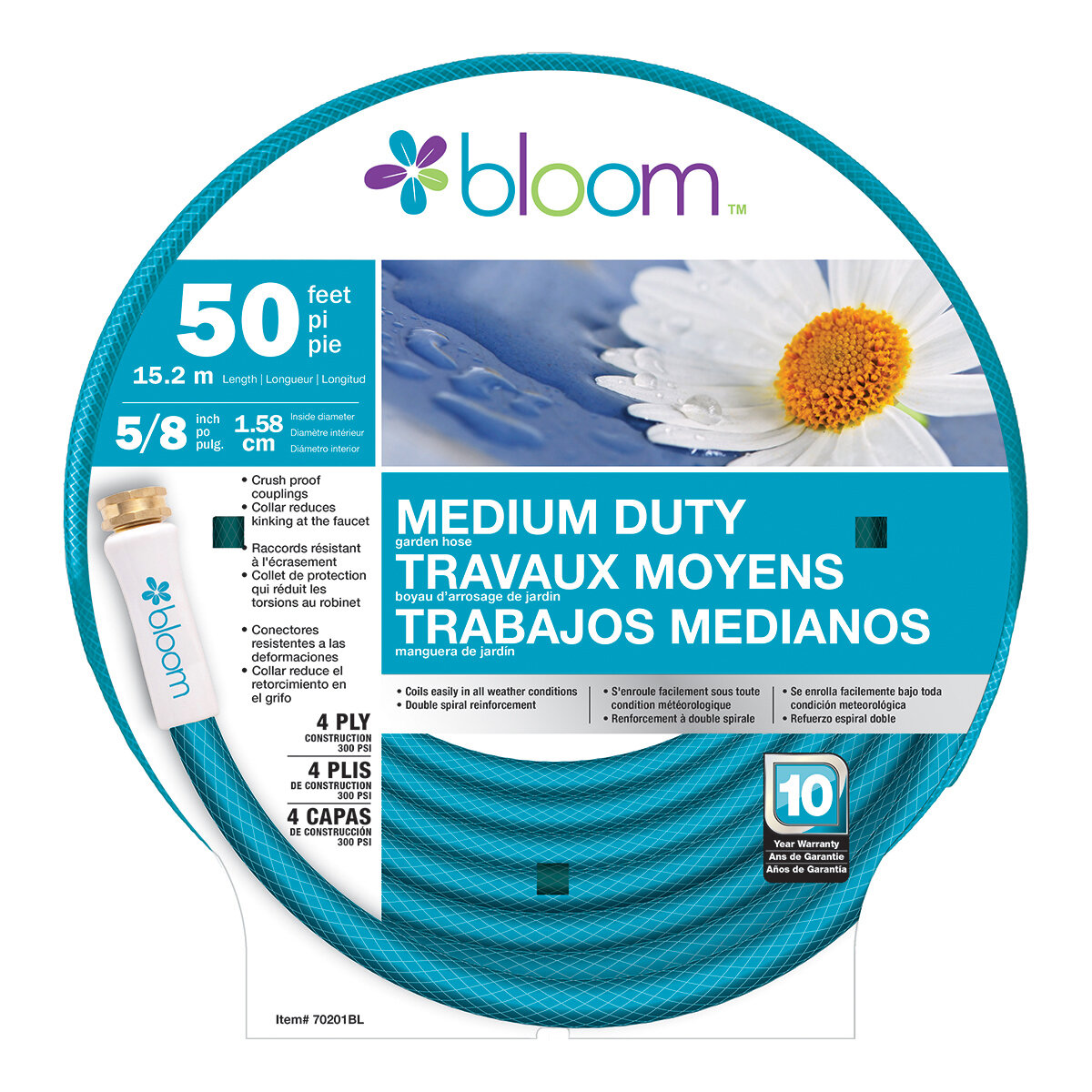 Bloom 5/8" 50 Ft Med Duty Hose